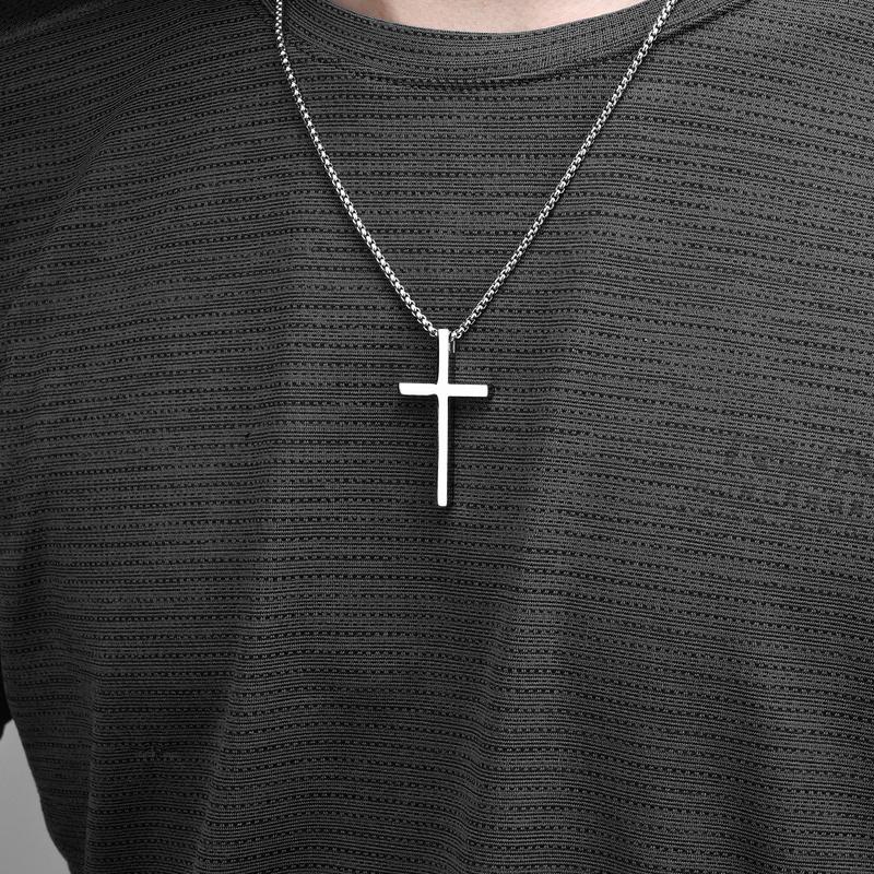 ORPHIC Viking Titanium Steel Cross  60cm Pendant Necklace For Unisex, Boyfriend Gifts，With Gift Box