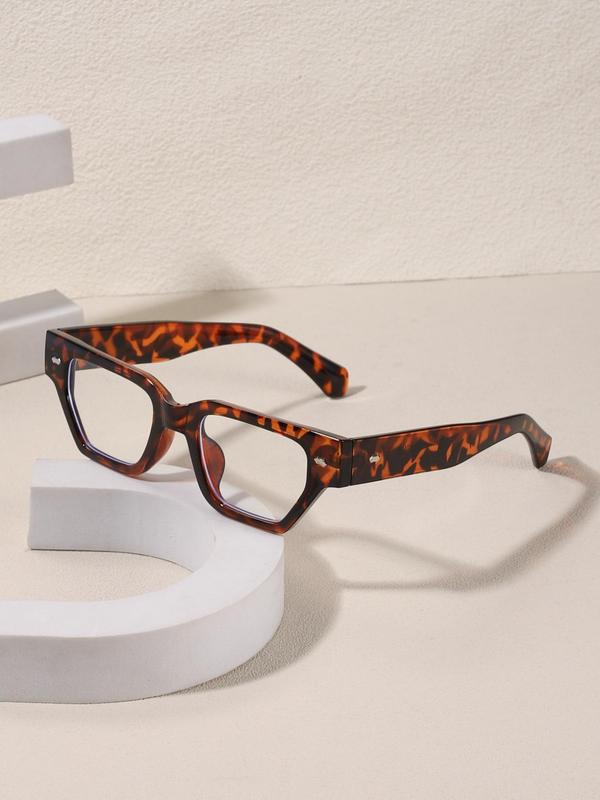 Unisex Boho Style Leopard Pattern Geometry Frame Eyeglasses, 2024 New Style Trendy Casual Eyeglasses for Everyday Use, Fashion Accessories for Outdoor Activities