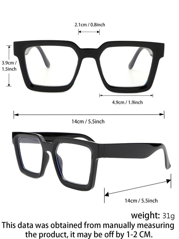 Summer Unisex  Basic Flat Frame Fashion Eyeglasses, Fashion Square Frame Eyeglasses for Work, Daily Clothing Decor, Perfect for Student Daily Use