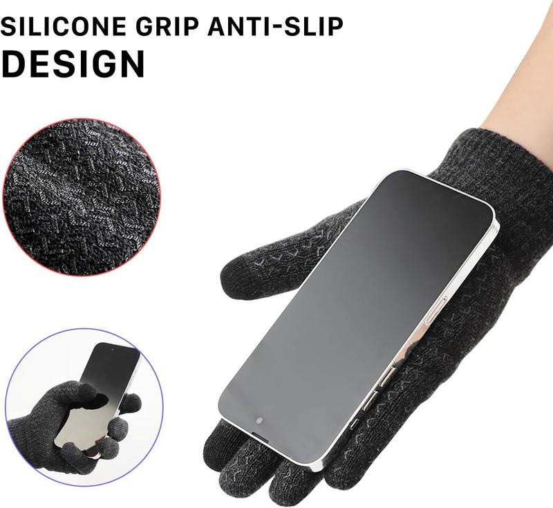 Winter Gloves - Gloves for Men Women,  Fleece Liner Gloves with Touchscreen, Warm Knit Gloves for Cold Weather