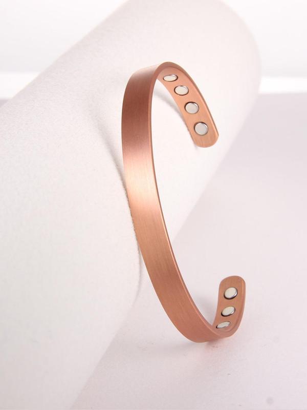 Unisex Simple Style Copper Bangle Bracelet, Trendy Minimalist Magnetic Cuff Bangle, All-match Vintage Jewelry As Birthday Gift for Friends