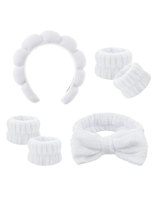 Cute Bow Decor Hair Band & Wristband Set, 2024 New Style Soft Water Absorbent Elastic Hair Band, Fashion Hair Accessories for Women & Girls Hairstyles Ideas