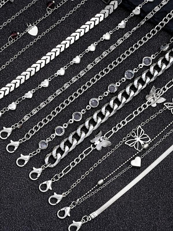 Women's Elegant Butterfly & Heart & Beaded Design Anklets, Fashionable Anklets for Beach Party Vacation, Trendy All-match & Exquisite Jewelry for Birthday Gift