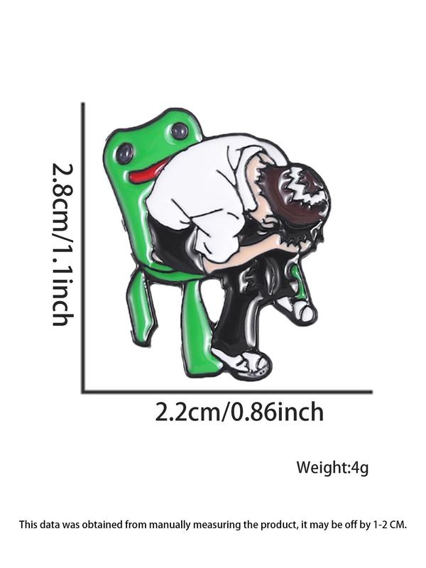 Cartoon Frog & Man Design Brooch, Unisex Fashion Alloy Brooch, Suitable for Backpacks, Jeans, Scarves, Hats Decoration Fixed Buckle