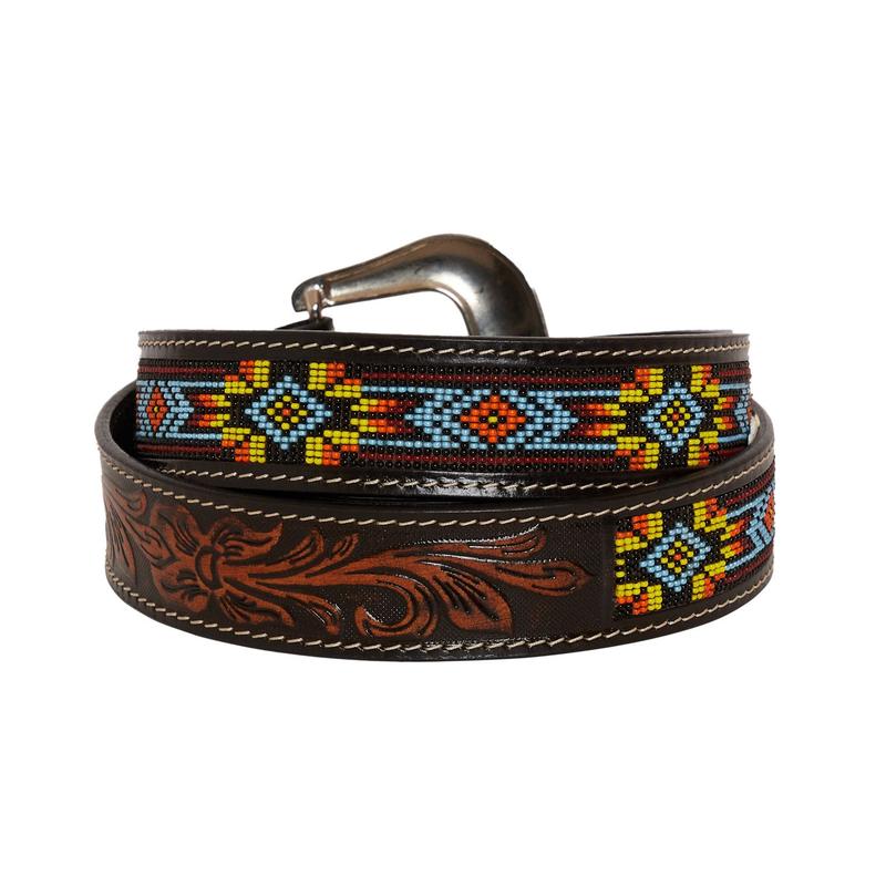 Polychrome Hand-Tooled Seed Bead Belt - Myra Bag