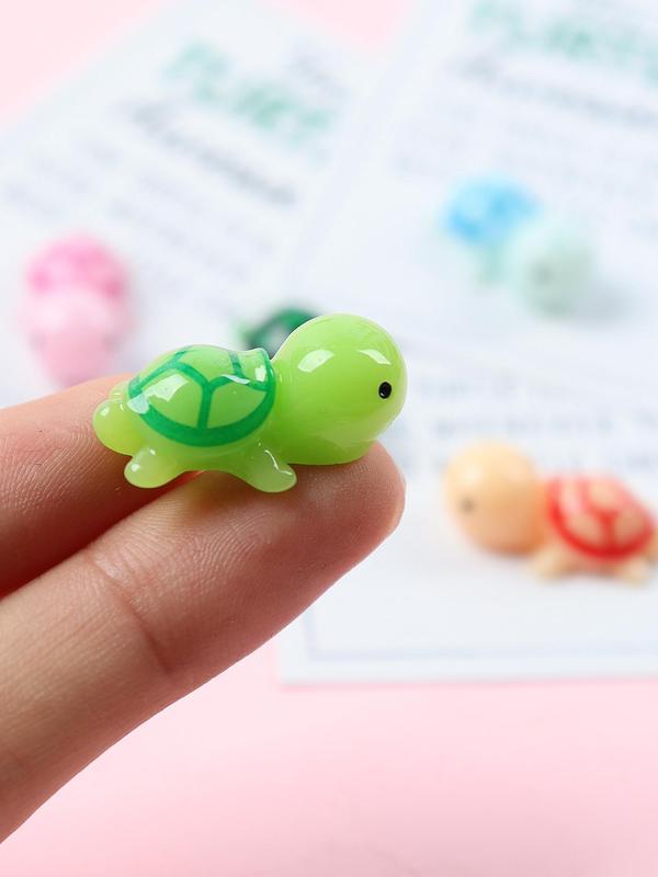 Cute Turtle Design Pendant with Card, 5 Counts Mini Resin Animal Shaped Charm, Diy Jewelry Accessories, Gift for Family, Friend, Colleague, Kawaii Accessories