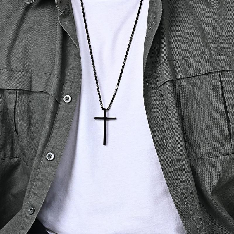 ORPHIC Viking Titanium Steel Cross  60cm Pendant Necklace For Unisex, Boyfriend Gifts，With Gift Box