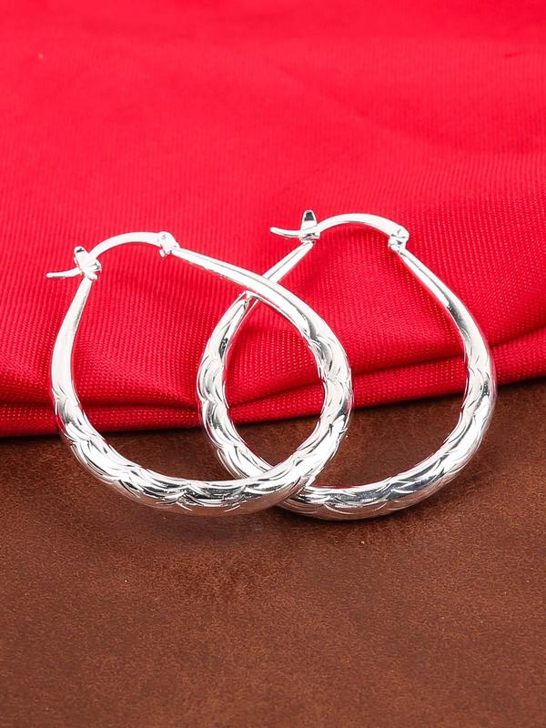 1 Pair Elegant Zinc Alloy Hoop Earrings, Water Drop Shaped Earrings for Women, Fashion Jewelry for Party, Daily Clothing Decor, Trendy All-match & Exquisite Jewelry for Birthday Gift