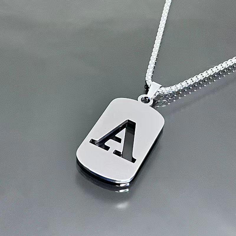 26-character English alphabet necklace Taigang chain for men and women, clothing accessories for couples, simple and versatile,hollow design