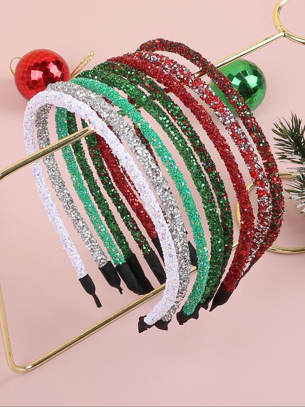 Christmas Theme Rhinestone Decorated Hair Hoops, Elegant Glitter Hair Hoop for Women & Girls, Fashion Hair Accessories for Party, Daily Clothing Decor