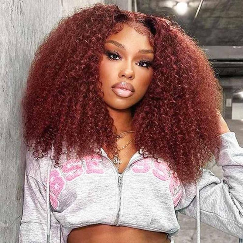 [Black Friday Deal] IPRO HAIR Wear and Go Glueless Wig #33 Reddish Brown Kinky Curly Lace Front Human Hair Wigs Pre Plucked Pre Cut 6x4 Transparent Lace Closure Wigs For Women Natural Hairline Beginner Friendly Wig