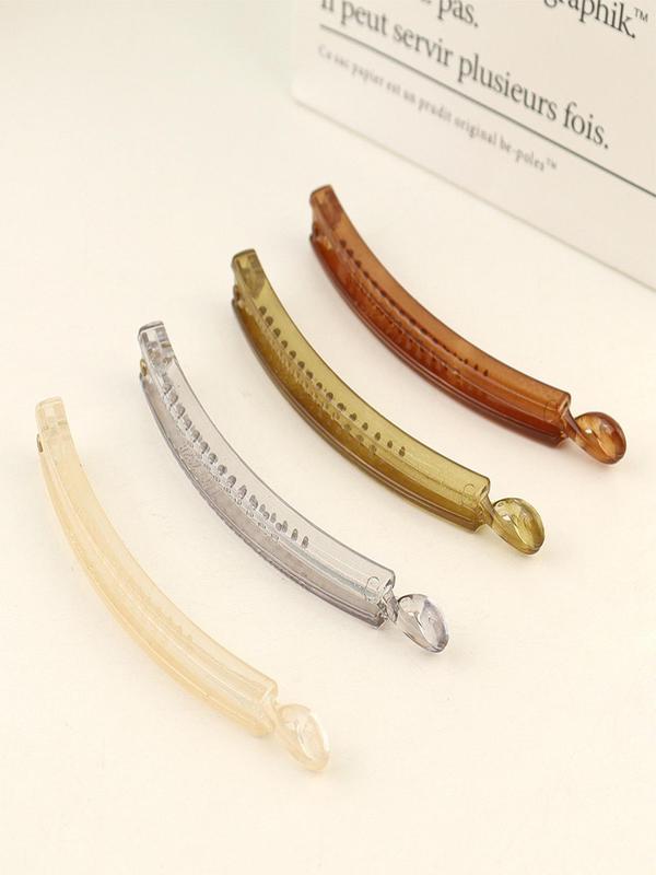 Women's Elegant Simple Style Plain Color Hair Clips, 4pcs set Casual Trendy Banana Clips, Fashionable Hair Accessories for Women & Girls for Daily Hairstyle Ideas