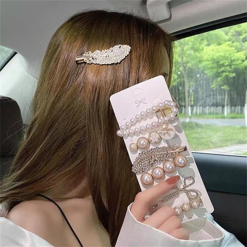 Megalook 6 Pcs set Elegant Faux Pearl Hair Clips with Rhinestone Decor for Women & Girls