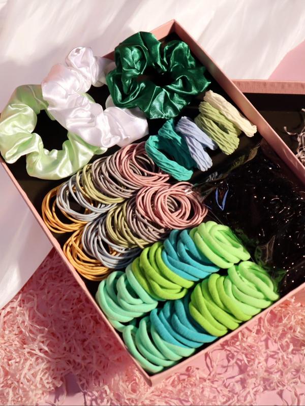 Women's Simple Style Plain Color Hair Scrunchies As Gift, Casual Trendy Elastic Hair Ties, Hair Accessories for Daily Use for Women & Girls