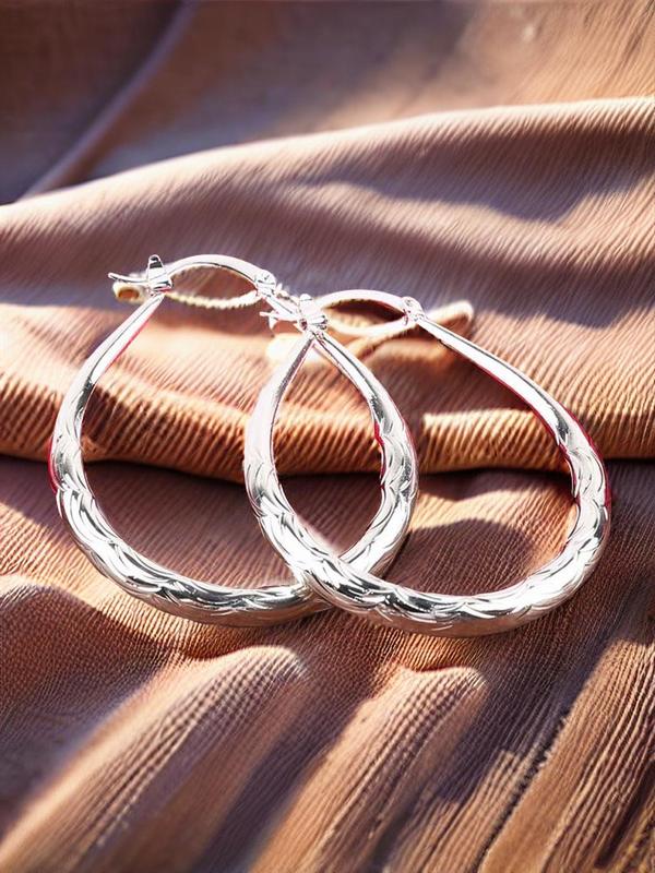 1 Pair Elegant Zinc Alloy Hoop Earrings, Water Drop Shaped Earrings for Women, Fashion Jewelry for Party, Daily Clothing Decor, Trendy All-match & Exquisite Jewelry for Birthday Gift