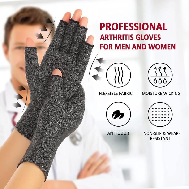 2 Pairs Arthritis Compression Gloves for Women Men, Carpal Tunnel Pain Relief, Fingerless Gloves for Typing and Daily Work