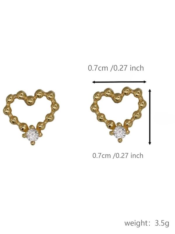 Women's Fashion Hollow out Heart Design Rhinestone Decor Stud Earrings, Casual Vintage Jewelry for Party, Daily Clothing, Cute Accessories for Girl