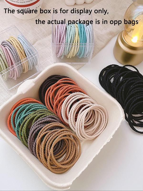 Random Color Hair Tie, 2024 New Style Casual Simple Hair Accessories for Women & Girls, Minimalist Headwear Suitable for Thick Hair Hairstyles Ideas