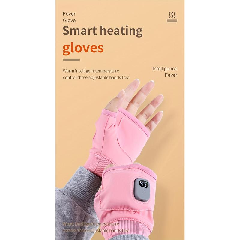 1 Pair Winter Warm Gloves with Touch Screen, USB Rechargeable Heated Half Finger Gloves, Insulated Electric Heating Gloves for Men and Women, Intelligent Thermal Comfort for Outdoor Activities,  1800mAh Lithium Polymer Battery christmas 2024 ornament