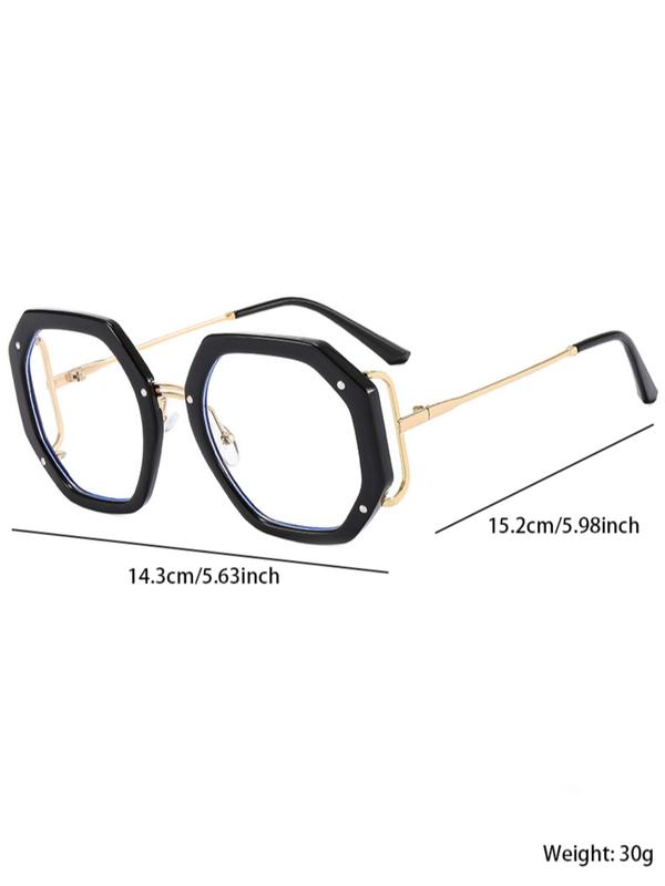 Fashionable Geometric Frame Eyeglasses, Trendy Casual Anti Blue-ray Eyeglasses for Women & Men, Fashion Eyeglasses for Work, Daily Clothing Decor