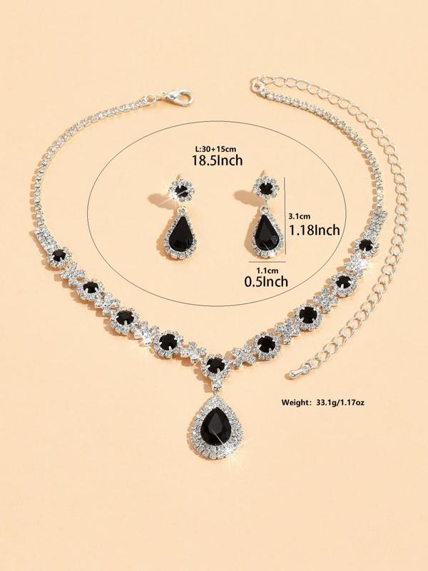 Women's Wedding Bridal Jewelry Set, Luxury Wedding Party Women Dresses Rhinestone Diamond Decor Jewelry, Sparkly Pendant Choker Necklace & Earrings Jewelry Gift Set