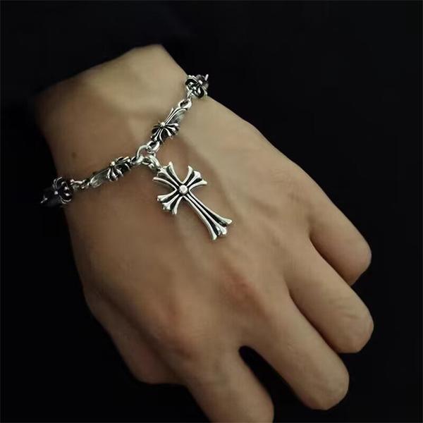 Cross bracelet fashion couple retro high-end stackable hiphop jewelry top tier cute bracelet