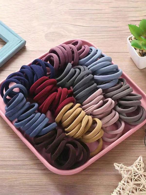 2024 New Style Mixed Color Hair Tie, High Stretch Hair Tie, Casual Simple Hair Accessories for Women & Girls, Minimalist Headwear Suitable for Thick Hair