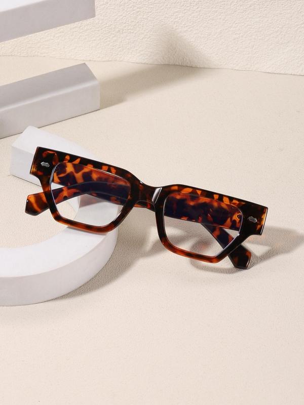 Unisex Boho Style Leopard Pattern Geometry Frame Eyeglasses, 2024 New Style Trendy Casual Eyeglasses for Everyday Use, Fashion Accessories for Outdoor Activities