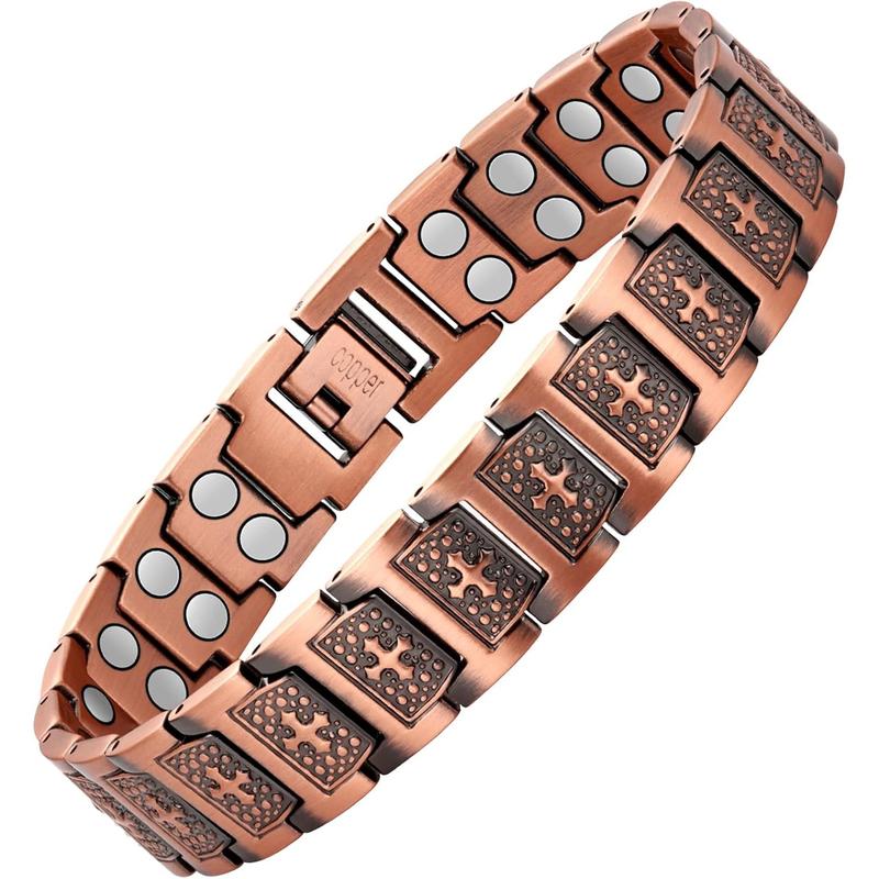 Pure Copper Bracelet for Men, Magnetic Cross Bracelets for Men with 3500 Gauss Magnets, Mens Pure Copper Bracelet