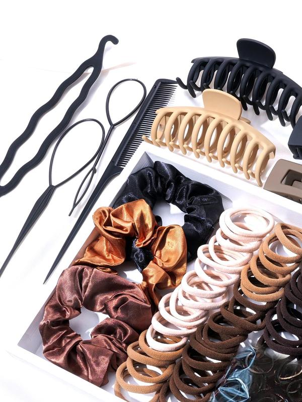 Fall Mixed Hair Accessories Combination Set without Box, Including Hair Ties & Hair Claws & Hair Tools Set & Headband, Summer Back To School As Gift, Fall Outfits, Fall Freshness