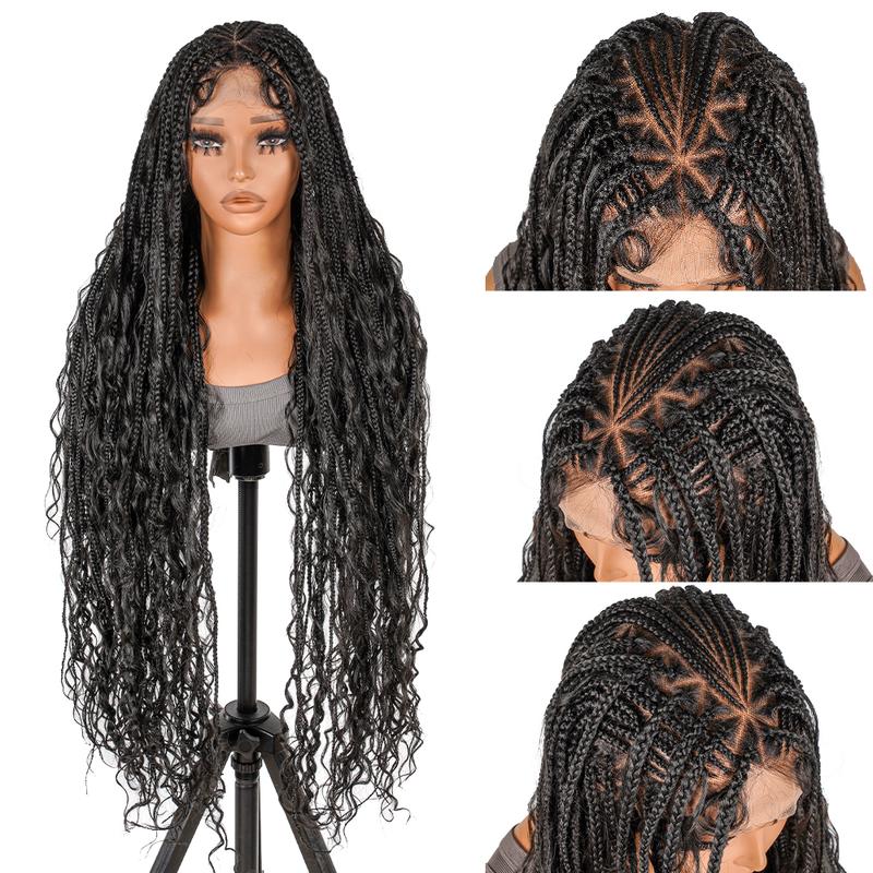 SuperNova #1B 36” Boho Full Lace Braided Wig, Lightweight, Versatile & Trendy, Special Top Design, Perfect for Any Occasion, Effortless Glamour