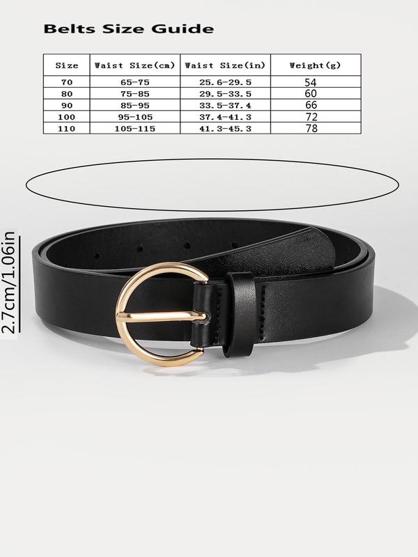 Fashion Minimalist Plain Buckle Belt, Women's Casual Matching Waistband for Jeans Trousers, Trendy Classic Accessories for Daily Wear