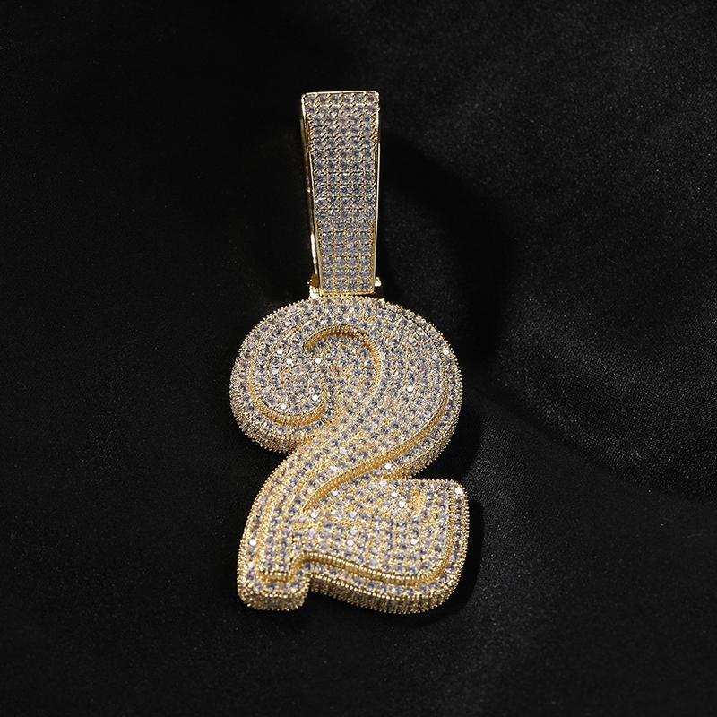 ICE WATER Large Number zirconia Pendant For DIY Hip Hop Couple