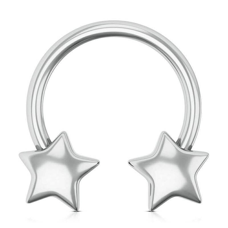 Oufer 16G 3D Star Shaped Horseshoe Ring