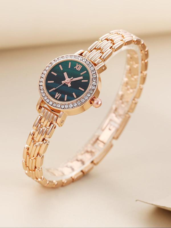 Women's Elegant Fashion Rhinestone Decorated Quartz Watch, Fashion Watch for Party, Daily Clothing Decor, Trendy  Exquisite Watch for Birthday Gift without Box