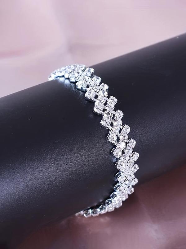 Women's Elegant Rhinestone Decorated Anklet & Bracelet, Exquisite Trendy Anklet, Fashionable Jewelry for Women & Girls for Daily & Party Decoration