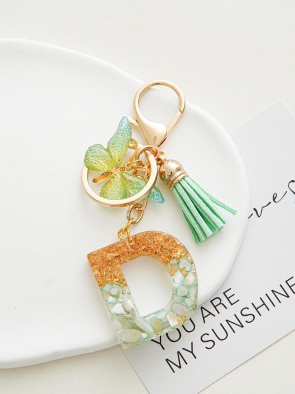 Cute Butterfly & Letter Design Keychain, Tassel Decor Keychain for Women & Girls, Trendy All-match & Exquisite Keychain for Daily Clothing Decor