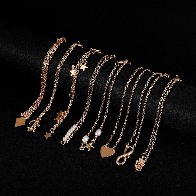 16Pcs Ankle Bracelets for Women  Two Style Chain Beach Anklet Bracelet Jewelry Anklet Set,Adjustable Size