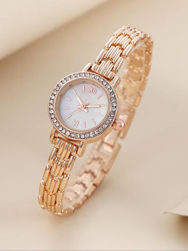 Women's Elegant Fashion Rhinestone Decorated Quartz Watch, Fashion Watch for Party, Daily Clothing Decor, Trendy  Exquisite Watch for Birthday Gift without Box