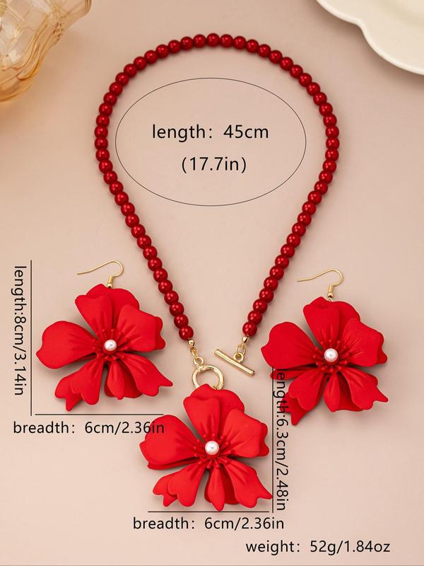 Flower Design Pendant Necklace & Dangle Earrings, Fashion Jewelry for Party, Daily Clothing Decor, Trendy All-match & Exquisite Jewelry for Birthday Gift