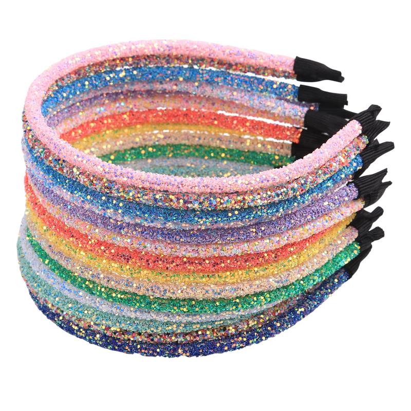 14pcs Glitter Headbands for Girls Skinny Sparkle Hairbands Women Hair Loop Hair Accessories