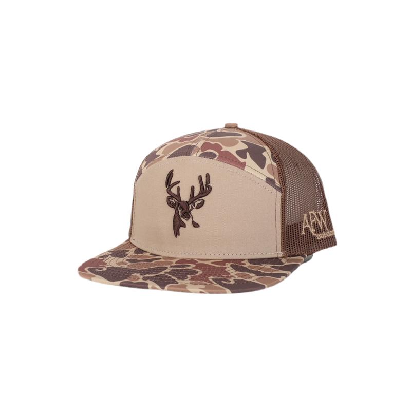 Deer 7 Panel Brown Old School AFW Style w- 3 D Puff and Brown Mesh