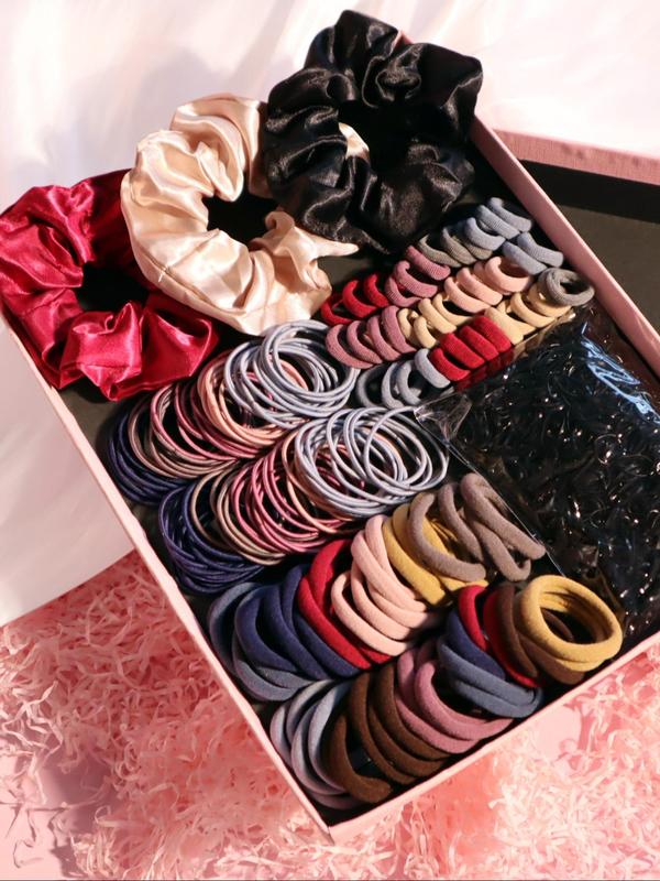 Women's Simple Style Plain Color Hair Scrunchies As Gift, Casual Trendy Elastic Hair Ties, Hair Accessories for Daily Use for Women & Girls