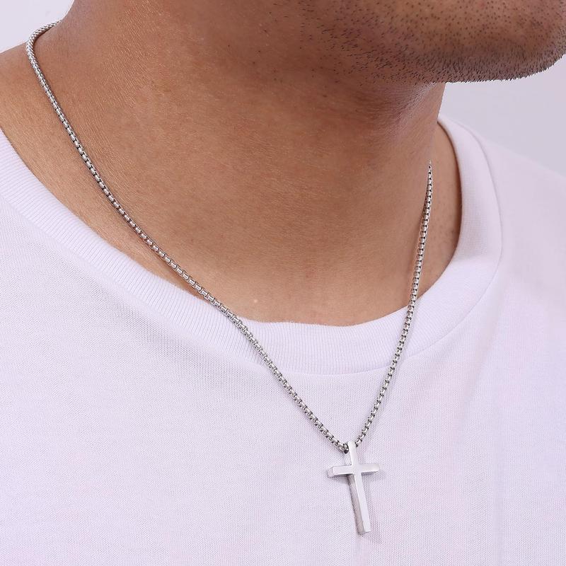 Stainless Steel Cross Necklace for Men and Women (Unisex), Hip Hop Fashionable Titanium Steel Jewelry, Classic Fashion Accessories for Daily Wear