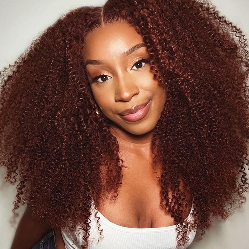 [Black Friday Deal] IPRO HAIR Wear and Go Glueless Wig #33 Reddish Brown Kinky Curly Lace Front Human Hair Wigs Pre Plucked Pre Cut 6x4 Transparent Lace Closure Wigs For Women Natural Hairline Beginner Friendly Wig