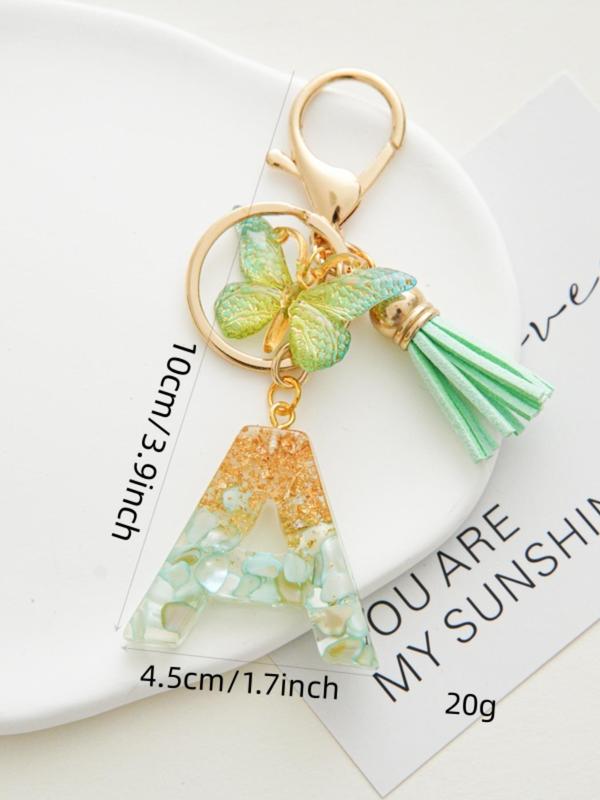 Cute Butterfly & Letter Design Keychain, Tassel Decor Keychain for Women & Girls, Trendy All-match & Exquisite Keychain for Daily Clothing Decor