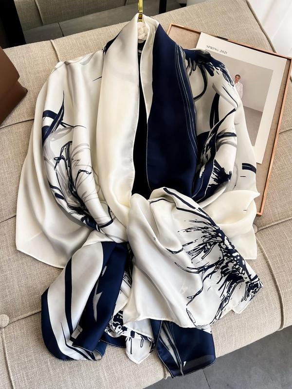 Women's Floral Pattern Scarf, Casual Soft Breathable Shawl For All Seasons, Fashion Accessories For Daily Wear