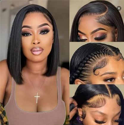 Megalook 12A Bob Wig Human Hair Ready to Wear Glueless Wig 6x5 Pre Cut Lace Closure Wig Real Pre Plucked Straight Short Bob Wigs Bleached Tiny Knots