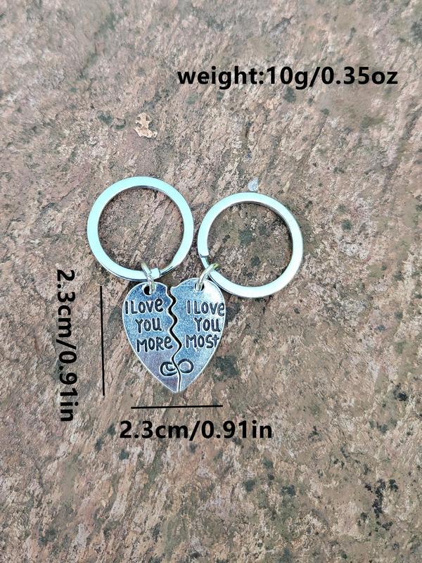 Cute Heart Design Couple Matching Keychain, Couple Key Ring with Love Letter Engraved, Fashion Accessories for Both Men & Women, Gift for Girlfriend, Boyfriend