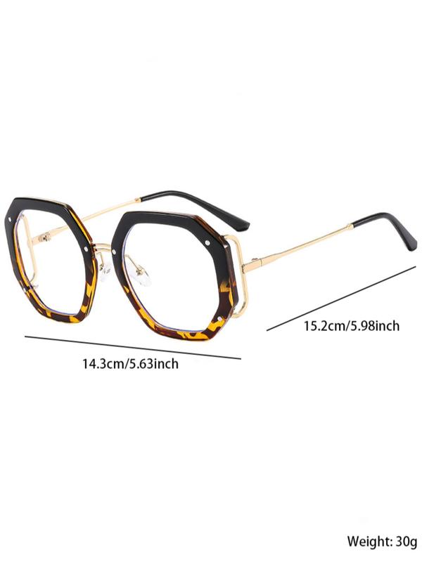 Fashionable Geometric Frame Eyeglasses, Trendy Casual Anti Blue-ray Eyeglasses for Women & Men, Fashion Eyeglasses for Work, Daily Clothing Decor